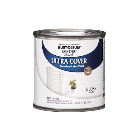 Krud Kutter Rust-Oleum Painters Touch Gloss White Water-Based Ultra Cover Paint Exterior and Interior 0.5 pt 1992730